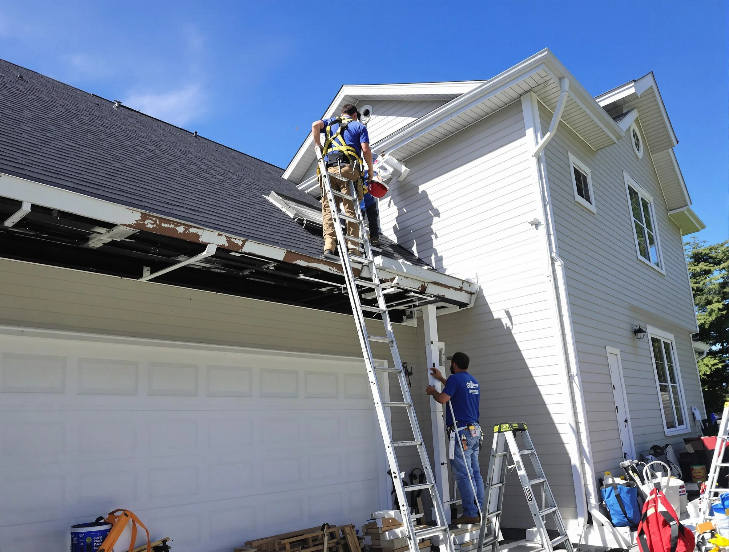 Newly replaced gutters by Cuyahoga Falls Roofing Company in Cuyahoga Falls, OH